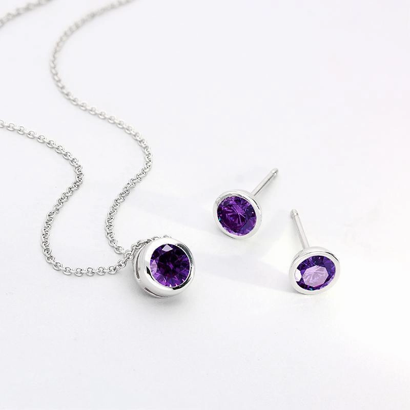 18ct White Gold 0.88ct Amethyst Round Stud Earrings