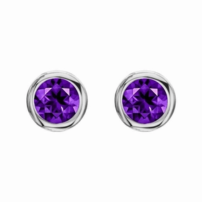 18ct White Gold 0.88ct Amethyst Round Stud Earrings