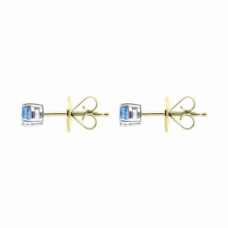 18ct White Gold 0.90ct Aquamarine Solitaire Stud Earrings