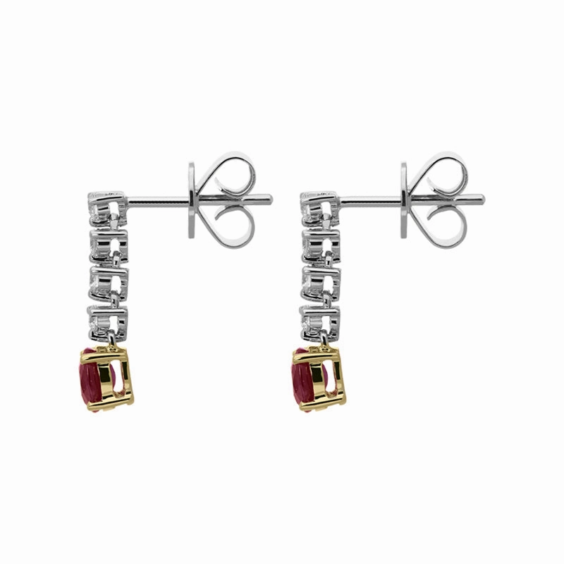 18ct White Gold 0.92ct Ruby 0.31ct Diamond Drop Earrings