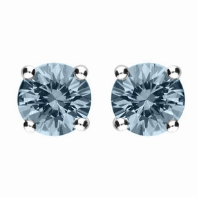 18ct White Gold 0.93ct Aquamarine Solitaire Stud Earrings