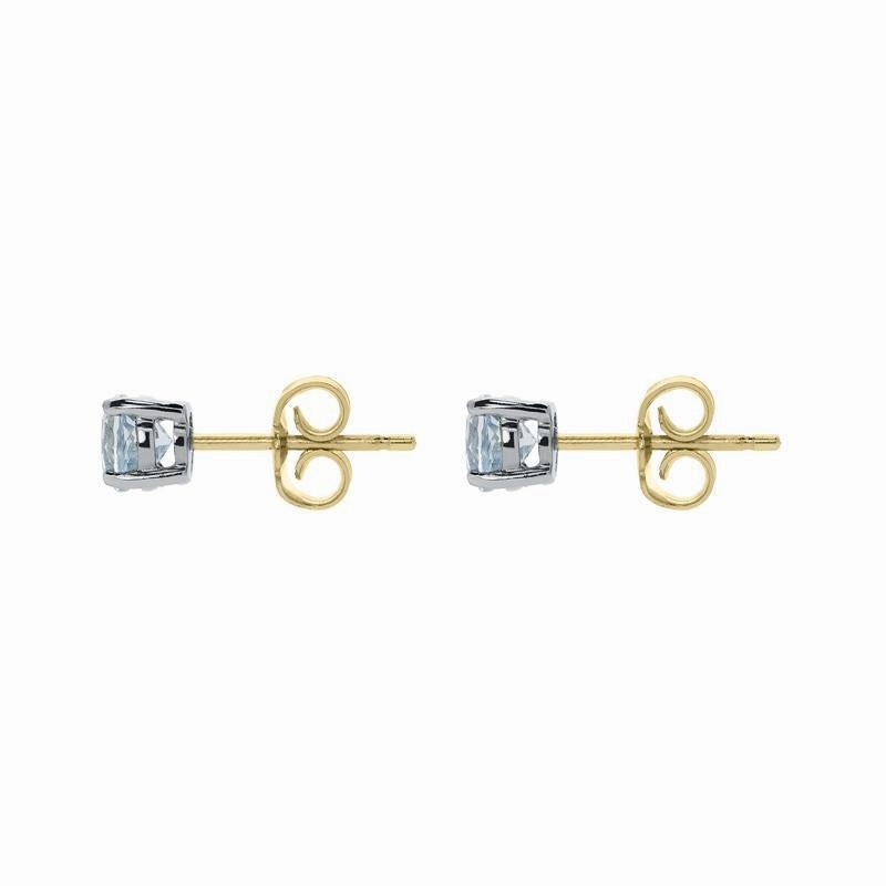 18ct White Gold 0.93ct Aquamarine Solitaire Stud Earrings