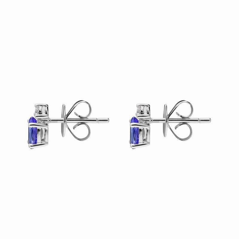 18ct White Gold 0.93ct Tanzanite Diamond Oval Stud Earrings D