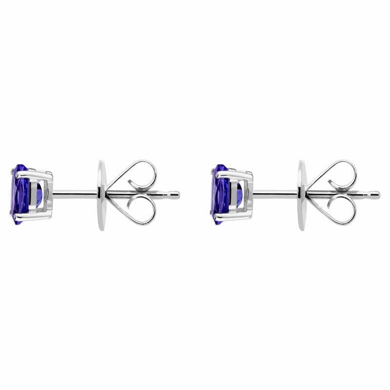 18ct White Gold 0.95ct Tanzanite Oval Cut Stud Earrings