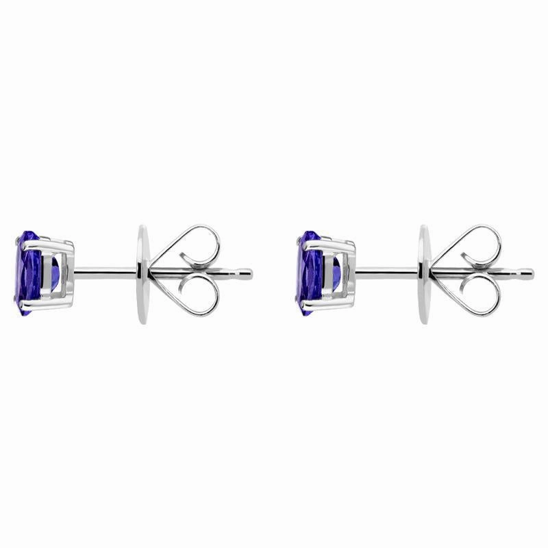 18ct White Gold 0.95ct Tanzanite Oval Cut Stud Earrings