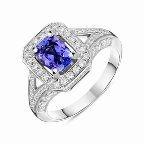 18ct White Gold 0.96ct Tanzanite 0.80ct Diamond Ring