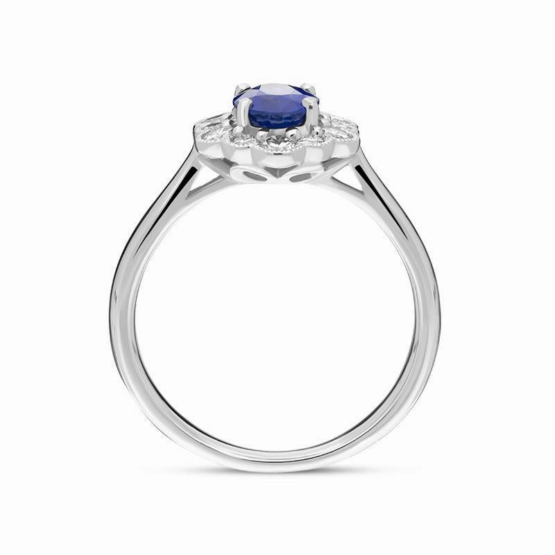 18ct White Gold 0.98ct Sapphire 0.40ct Diamond Flower Cluster Ring