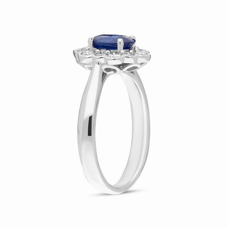 18ct White Gold 0.98ct Sapphire 0.40ct Diamond Flower Cluster Ring