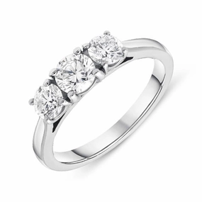 18ct White Gold 1.00ct Diamond Brilliant Cut Trilogy Ring