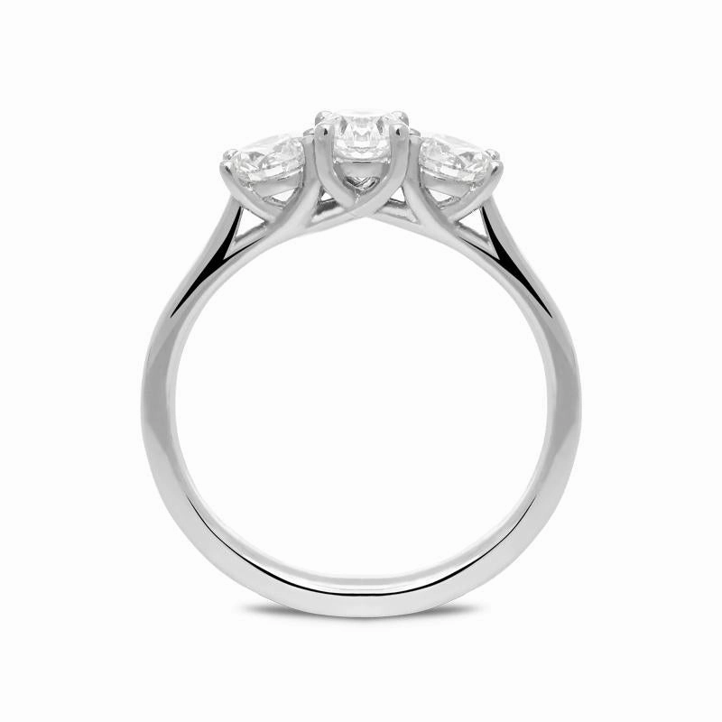 18ct White Gold 1.00ct Diamond Brilliant Cut Trilogy Ring D