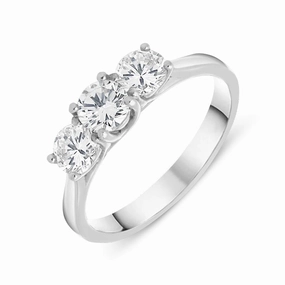 18ct White Gold 1.00ct Diamond Brilliant Cut Trilogy Ring D