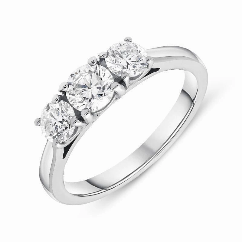 18ct White Gold 1.00ct Diamond Brilliant Cut Trilogy Ring
