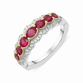 18ct White Gold 1.03ct Ruby Diamond Half Eternity Ring