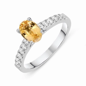 18ct White Gold 1.03ct Yellow Sapphire and Diamond Ring