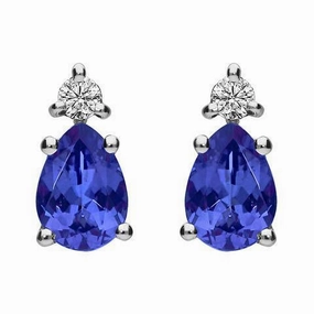 18ct White Gold 1.05ct Tanzanite Diamond Pear Cut Stud Earrings