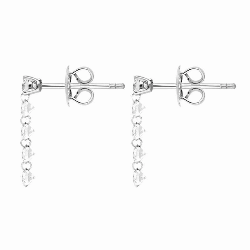 18ct White Gold 1.06ct Diamond Cascading Drop Earrings