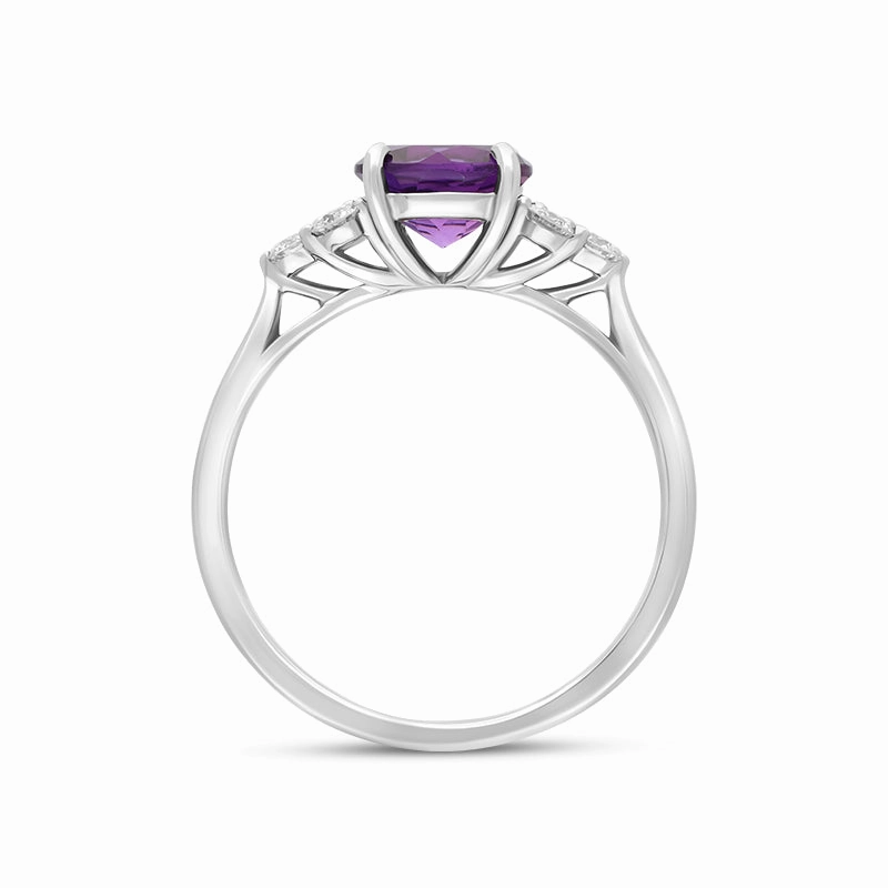 18ct White Gold 1.10ct Amethyst Diamond Cluster Ring