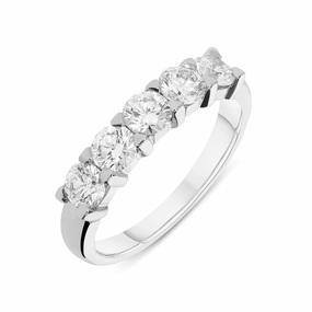 18ct White Gold 1.11ct Diamond Five Stone Half Eternity Ring