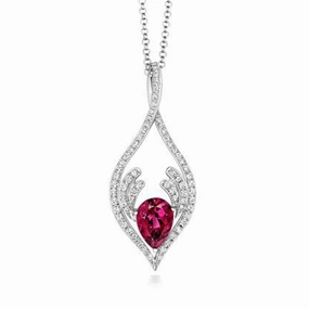 18ct White Gold 1.11ct Pink Tourmaline Diamond Rococo Necklace