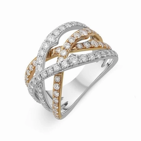 18ct White Gold 1.20ct Diamond Crossover Ring D