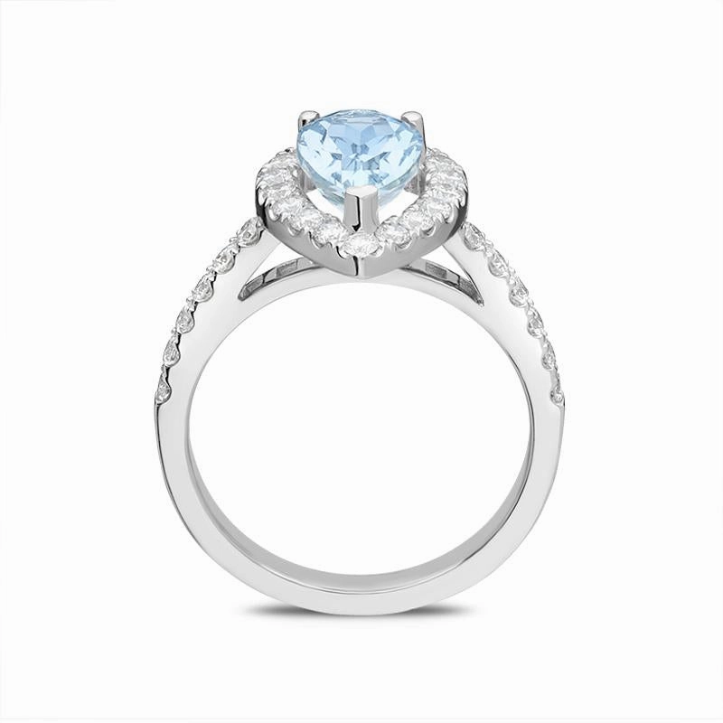 18ct White Gold 1.23ct Aquamarine 0.63ct Diamond Pear Ring