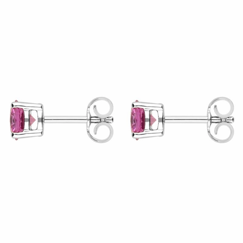 18ct White Gold 1.30ct Pink Sapphire Solitaire Stud Earrings