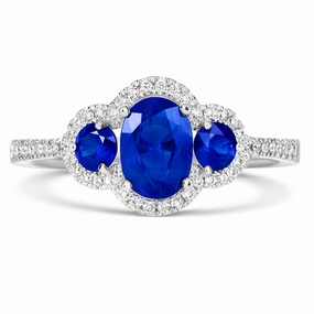 18ct White Gold 1.38ct Sapphire Diamond Cluster Ring