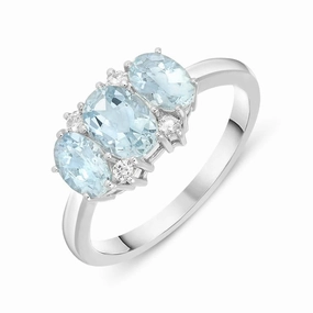 18ct White Gold 1.40ct Aquamarine and Diamond Ring