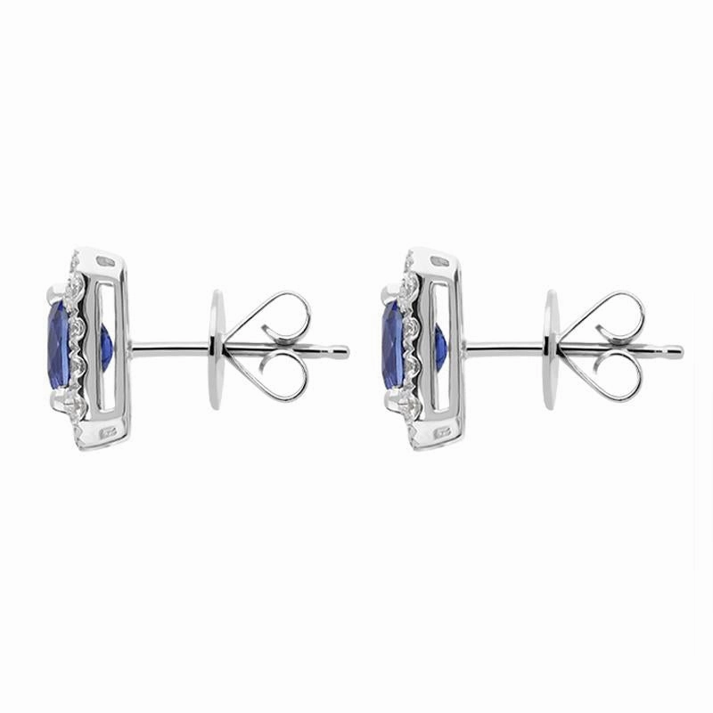 18ct White Gold 1.41ct Sapphire and Diamond Oblong Earrings