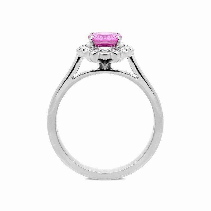 18ct White Gold 1.43ct Pink Sapphire Diamond Cluster Ring