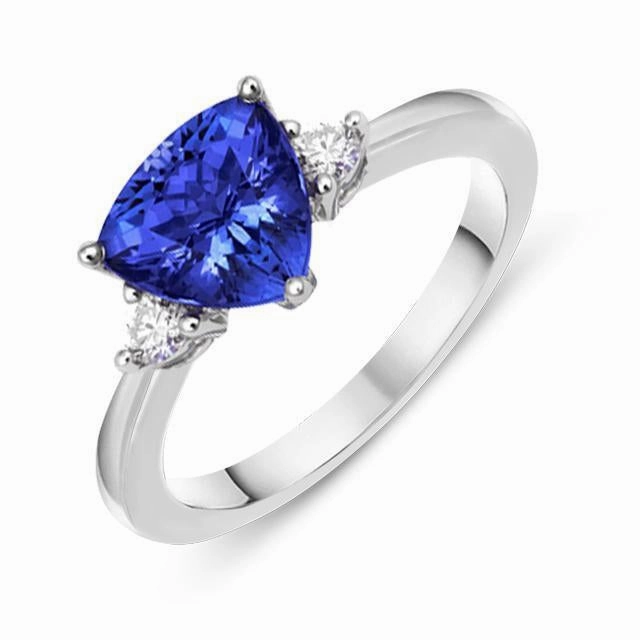 18ct White Gold 1.43ct Tanzanite Diamond Trillion Cut Ring D