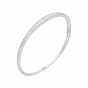 18ct White Gold 1.46ct Diamond Graduated Hinged Bangle