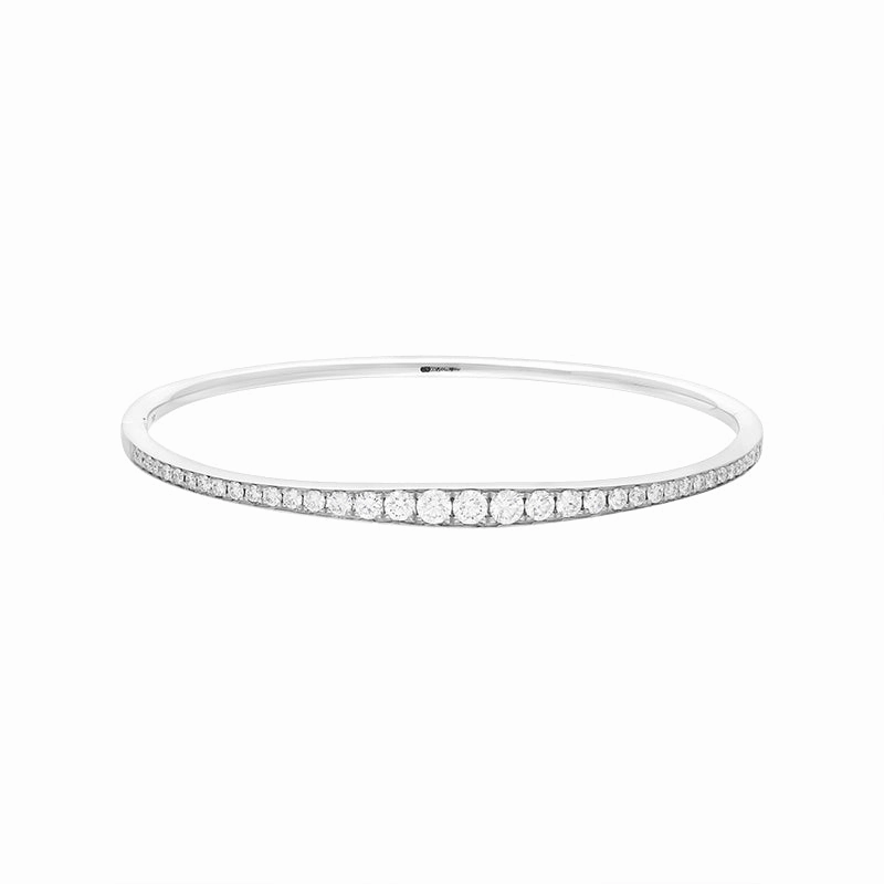 18ct White Gold 1.46ct Diamond Graduated Hinged Bangle
