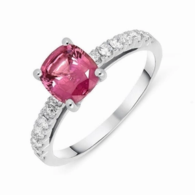 18ct White Gold 1.49ct Pink Sapphire 0.37ct Diamond Ring