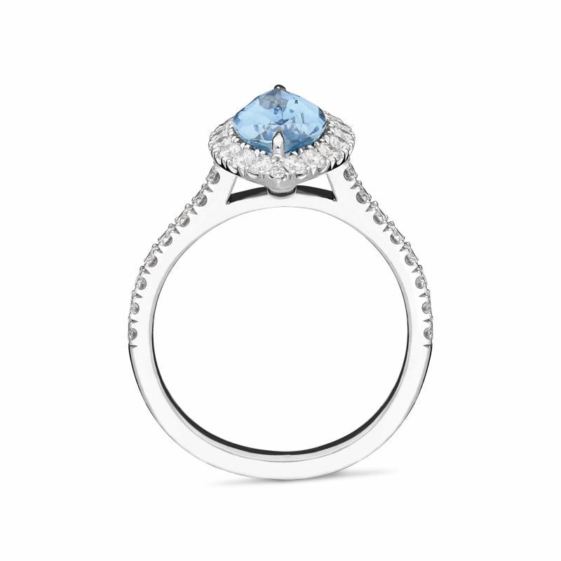 18ct White Gold 1.51ct Aquamarine Diamond Marquise Ring