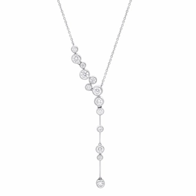 18ct White Gold 1.54ct Diamond Bubble Drop Necklet