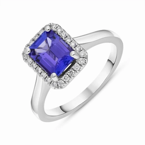 18ct White Gold 1.80ct Tanzanite Diamond Cluster Ring