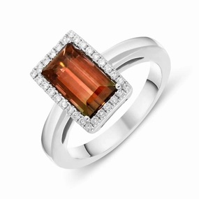 18ct White Gold 1.85ct Tourmaline 0.15ct Diamond Ring