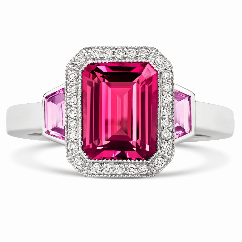 18ct White Gold 2.50ct Pink Tourmaline Pink Sapphire and Diamond Ring