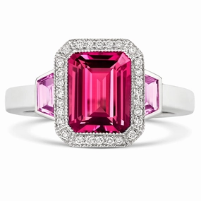 18ct White Gold 2.50ct Pink Tourmaline Pink Sapphire and Diamond Ring