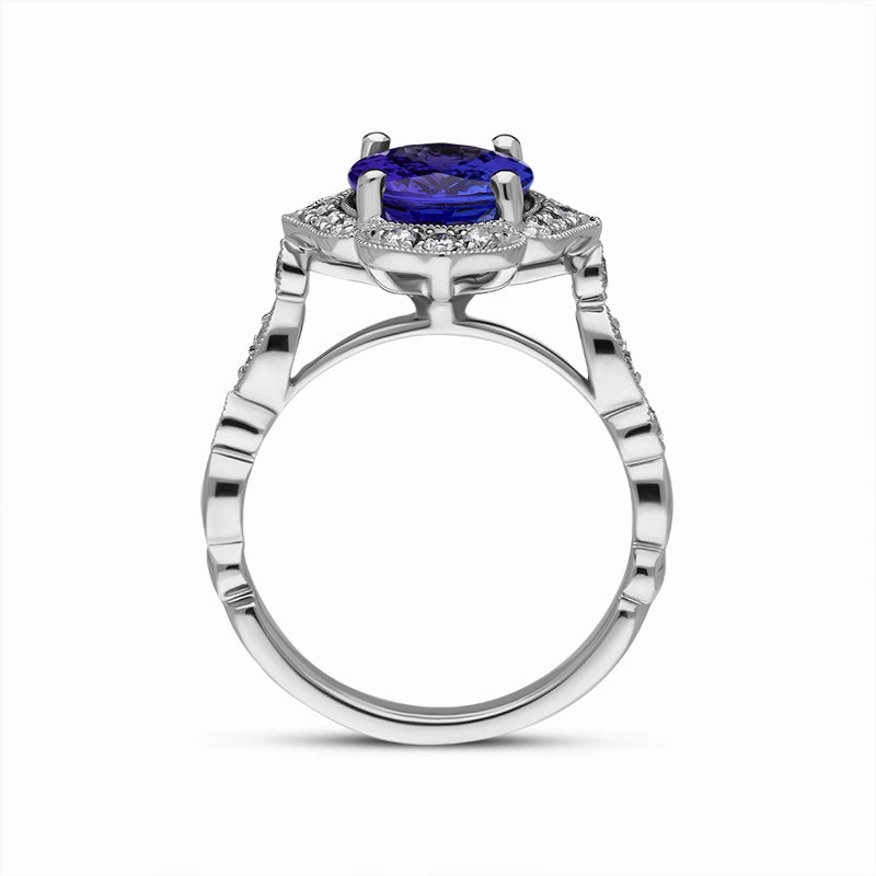 18ct White Gold 2.79ct Tanzanite Diamond Cluster Ring