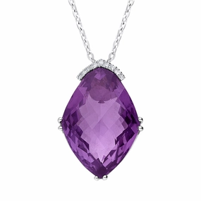 18ct White Gold 35.10ct Amethyst Diamond Necklace