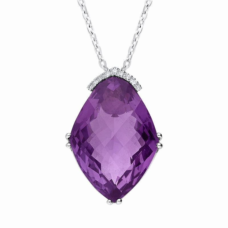 18ct White Gold 35.10ct Amethyst Diamond Necklace