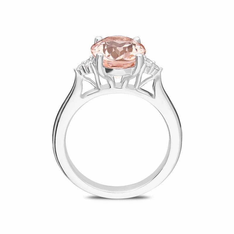 18ct White Gold 3.50ct Morganite 0.10ct Diamond Oval Cut Ring D