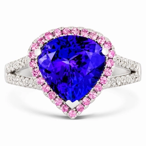18ct White Gold 4.06ct Tanzanite Diamond and Pink Sapphire Ring