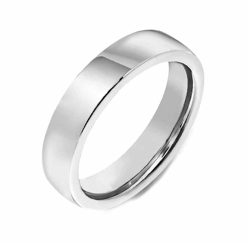 18ct White Gold 4mm Flat Court Shape Wedding Ring