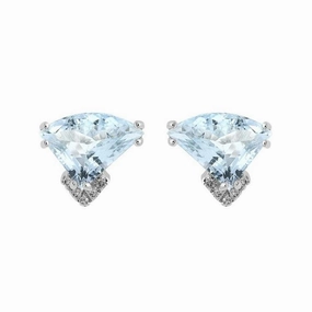 18ct White Gold 5.46ct Aquamarine Diamond Stud Earrings