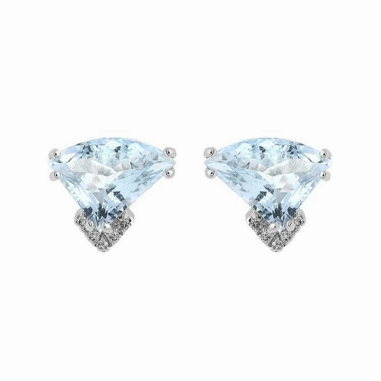 18ct White Gold 5.46ct Aquamarine Diamond Stud Earrings
