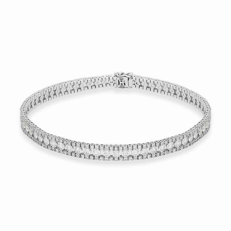 18ct White Gold 5.69 Carat Diamond Tennis Bracelet D
