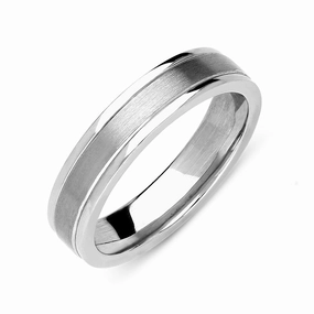 18ct White Gold 5mm Satin Finish Wedding Ring